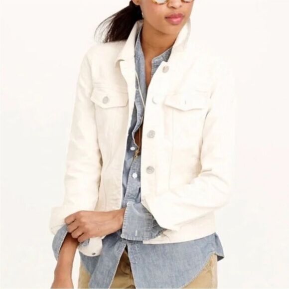 J. Crew denim jacket, ecru wash. Size L. - Picture 1 of 12